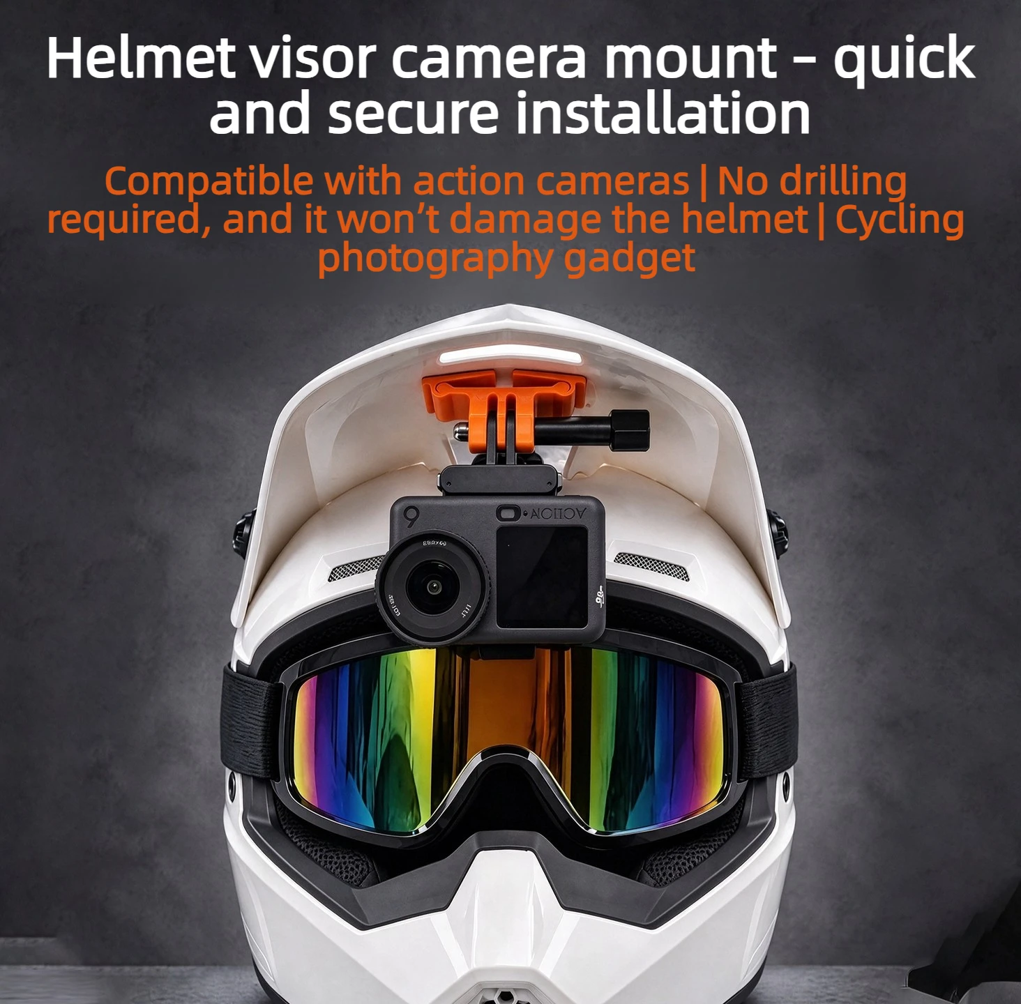 Action Camera Motorcycle Helmet Mount - Supporto per Telecamera Stile Campana per