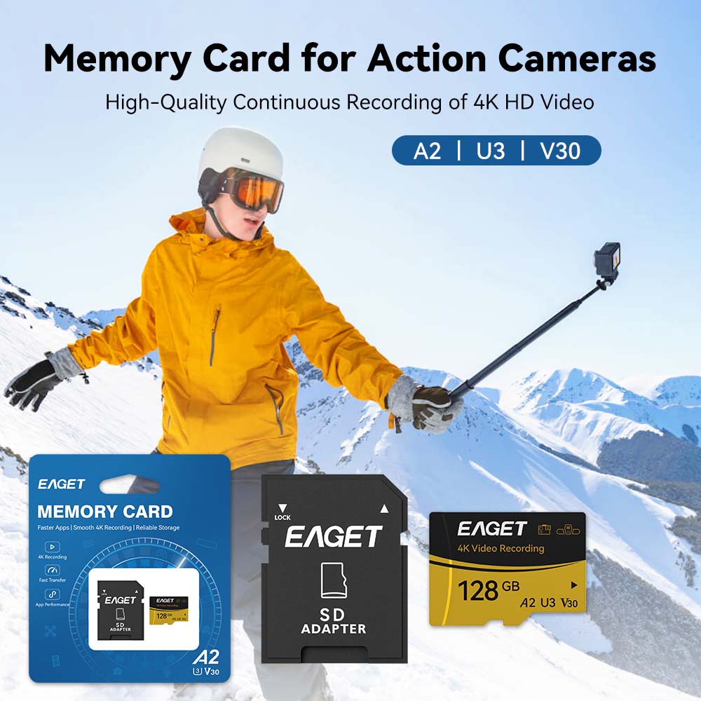 Action Camera Micro Sd Card 128Gb V30 - Scheda di memoria EAGET TF Micro