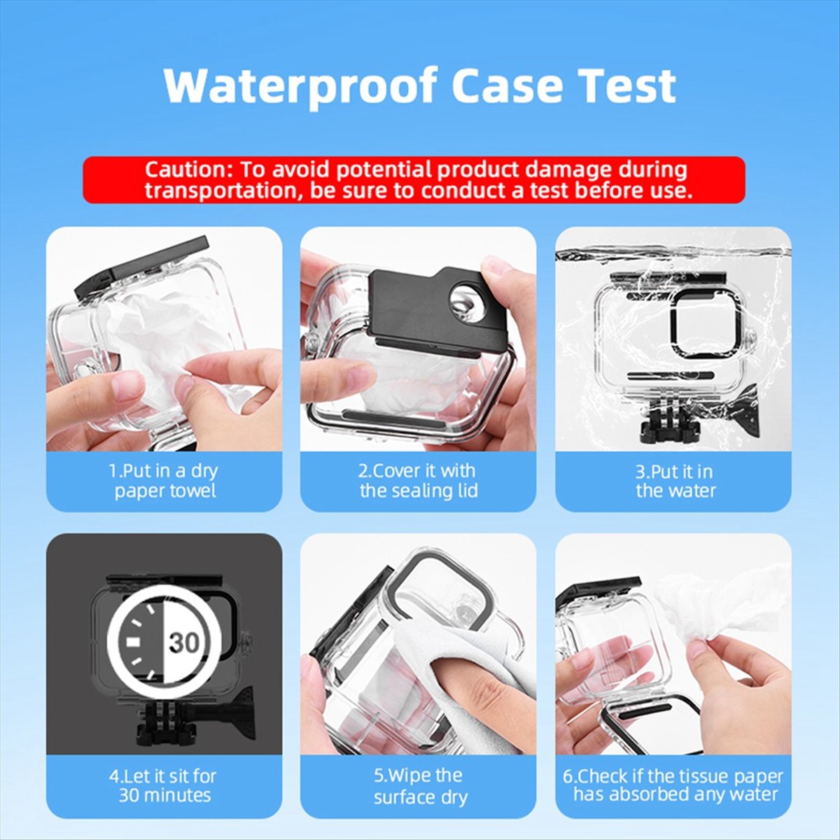 Action Camera Diving Case Underwater 60M - Custodia impermeabile M05K 60M per GoPro