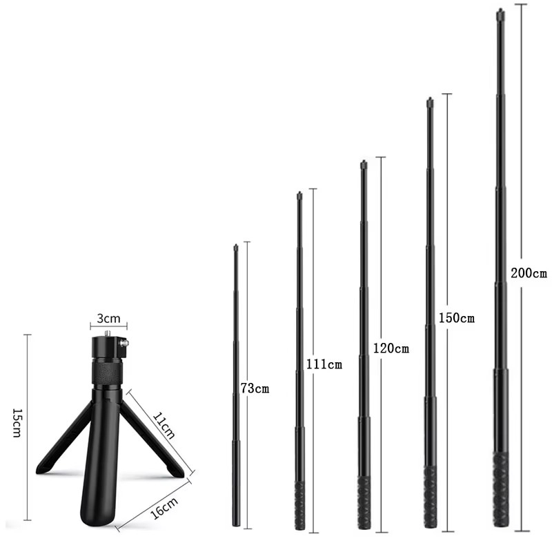 Action Camera Selfie Stick Invisible - Bastone Selfie Estensibile Invisibile, Monopod Regolabile
