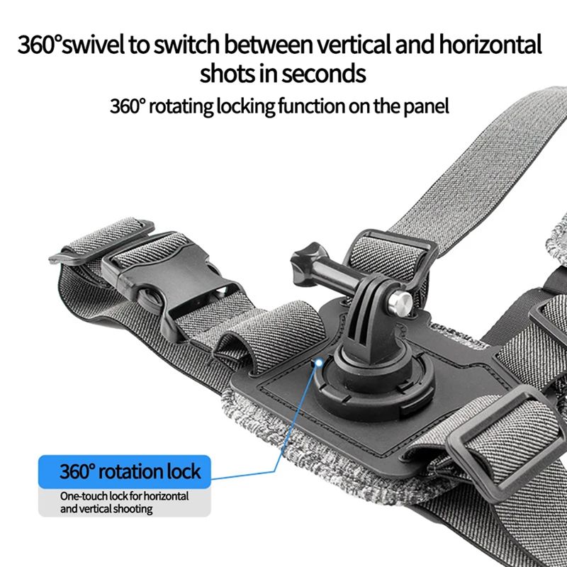 Action Camera Chest Strap Harness Mount - B92B: cintura regolabile con supporto per