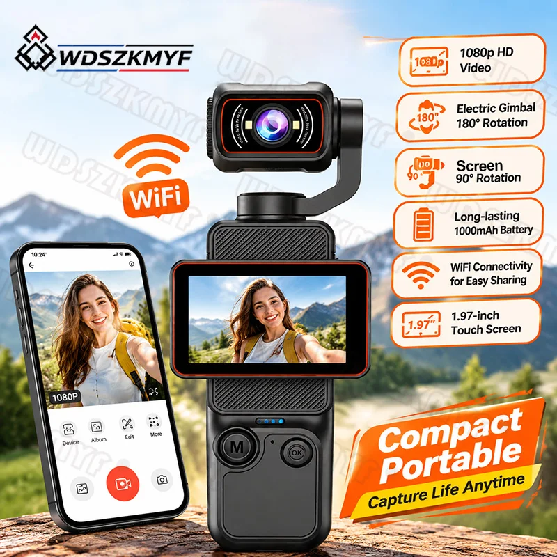 Action Camera Optical Image Stabilization - Fotocamera Wi-Fi tascabile per vlogging 180