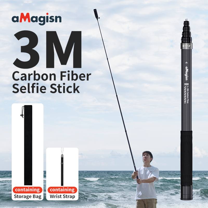 Action Camera Selfie Stick Invisible - aMagisn Bastone Selfie Invisibile da 3m,