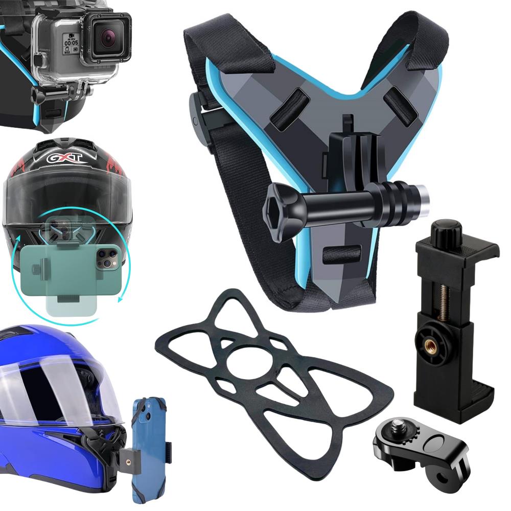 Action Camera Motorcycle Helmet Mount - Supporto per telefono da montare sul