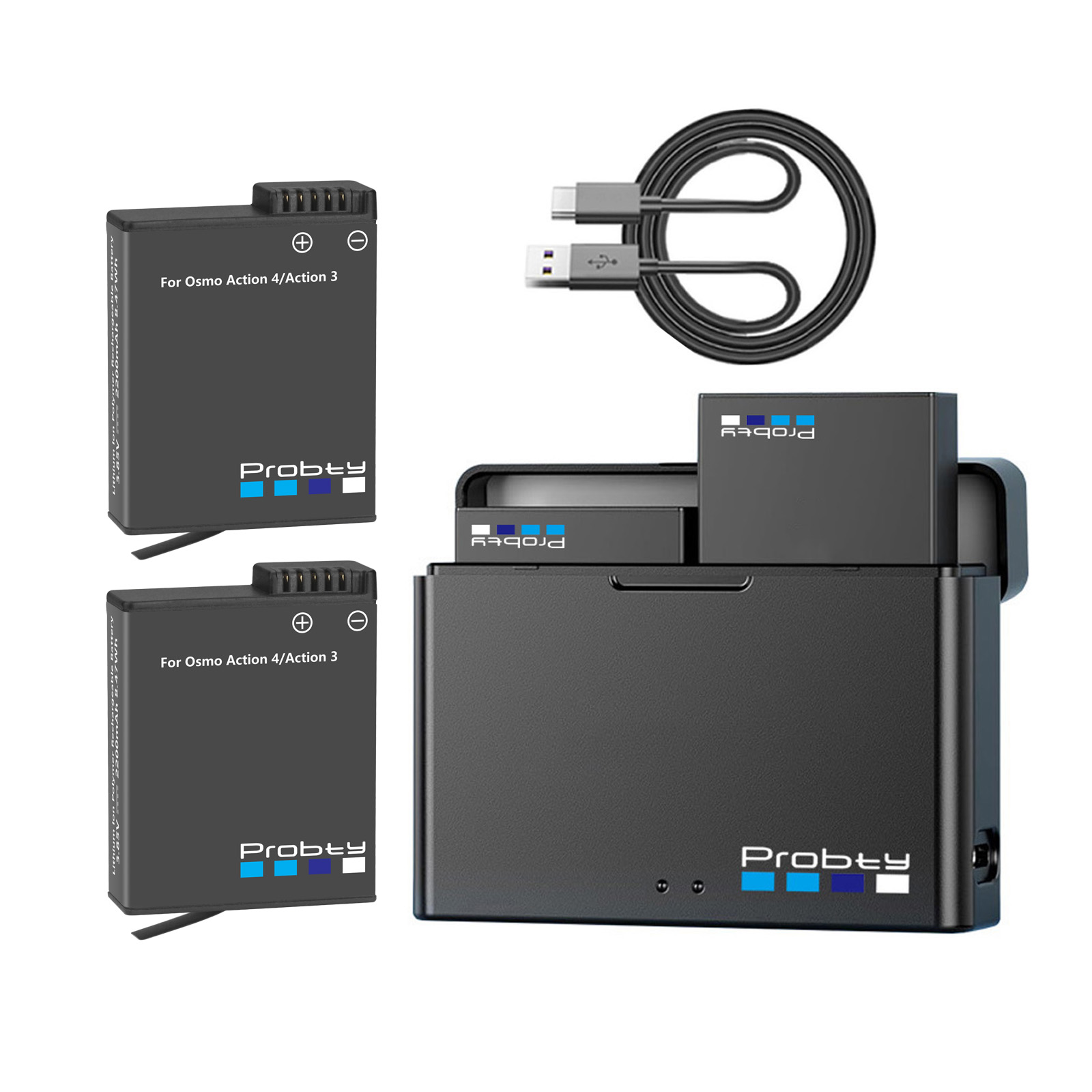 Action Camera Battery Charger Dual Pack - Per DJI Osmo Action 3 Action