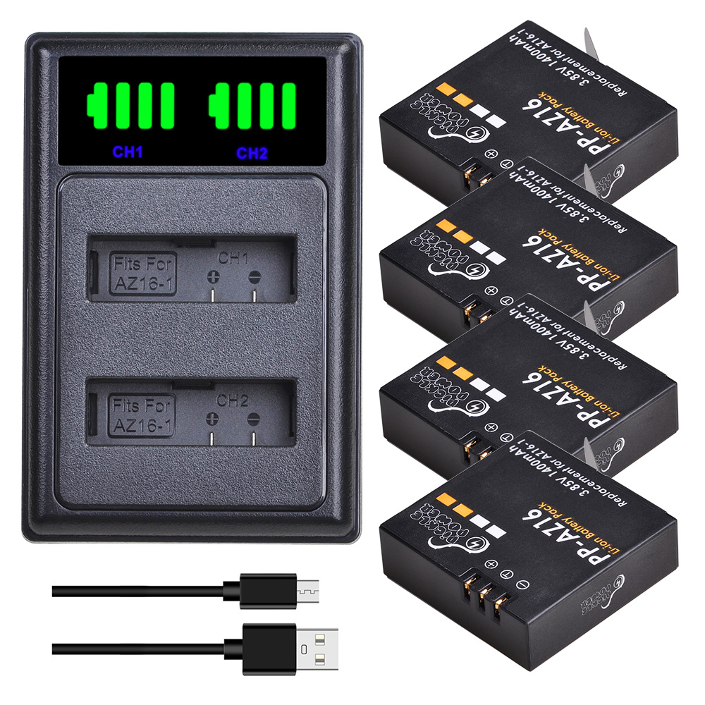 Batteria di AZ16-1 1400mAh/car - Action Camera Battery Charger Dual Pack recensione e prezzo