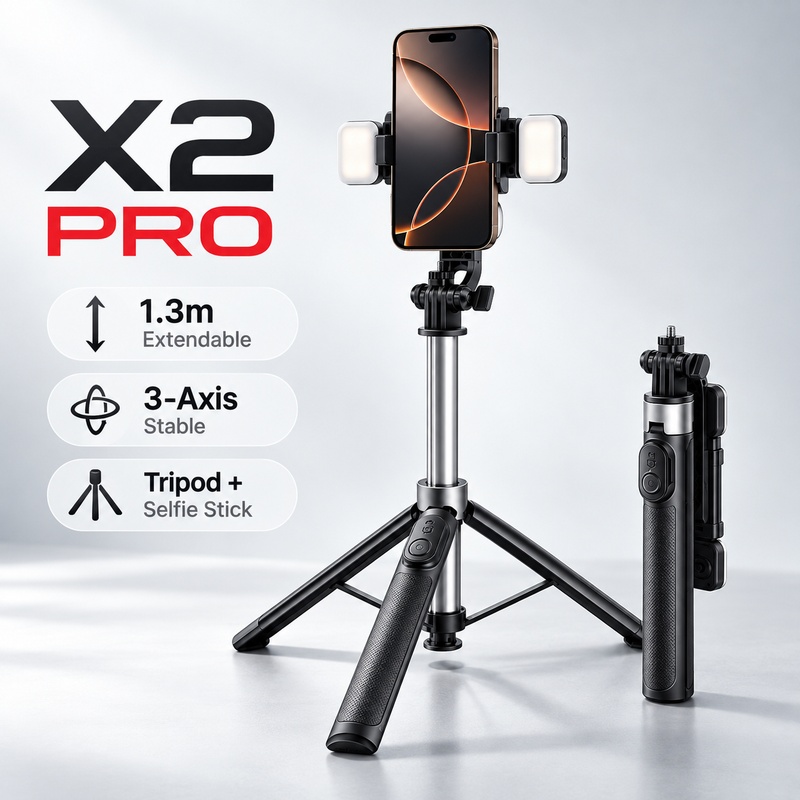 Nuovo treppiede per selfie X2  - Action Camera Selfie Stick Invisible recensione e prezzo