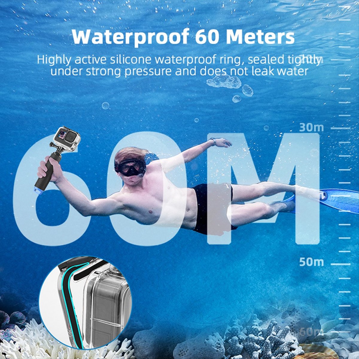 Custodia impermeabile M05K 60M - Action Camera Diving Case Underwater 60M recensione e prezzo