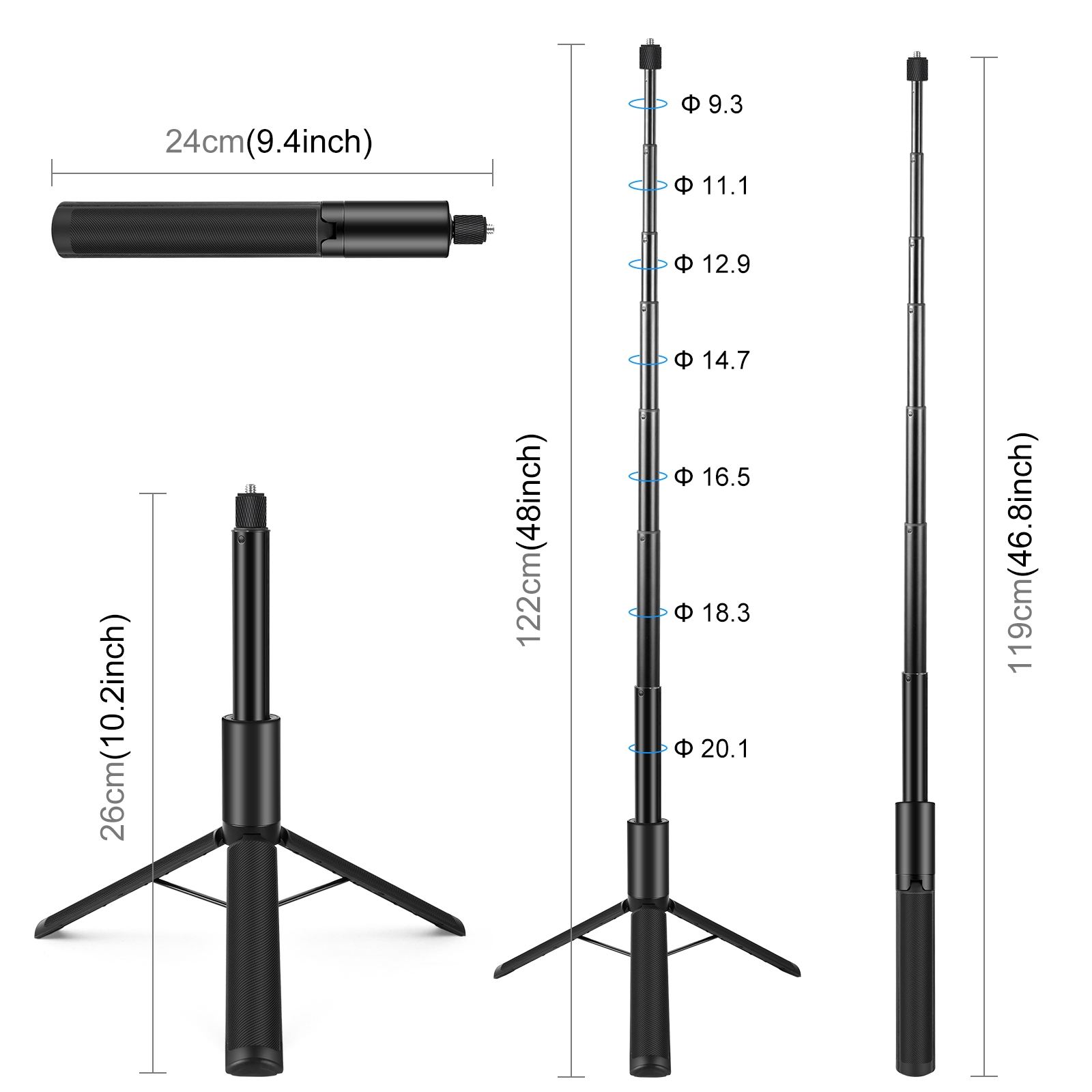 PULUZ Treppiede per selfie inv - Action Camera Selfie Stick Invisible recensione e prezzo
