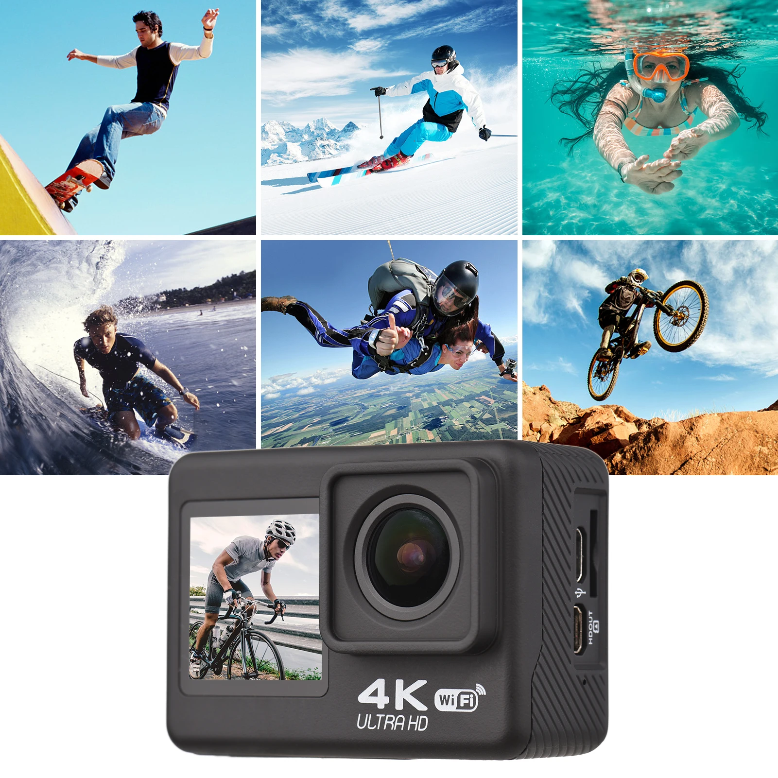 Videocamera d'Azione WiFi 4K 6 - Action Camera 4K 60Fps Dual Screen recensione e prezzo