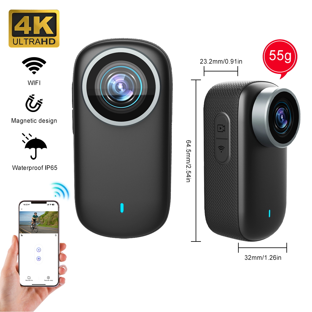 Mini Telecamera WiFi 4K, Bodyc - Action Camera Waterproof 30M Without Case recensione e prezzo