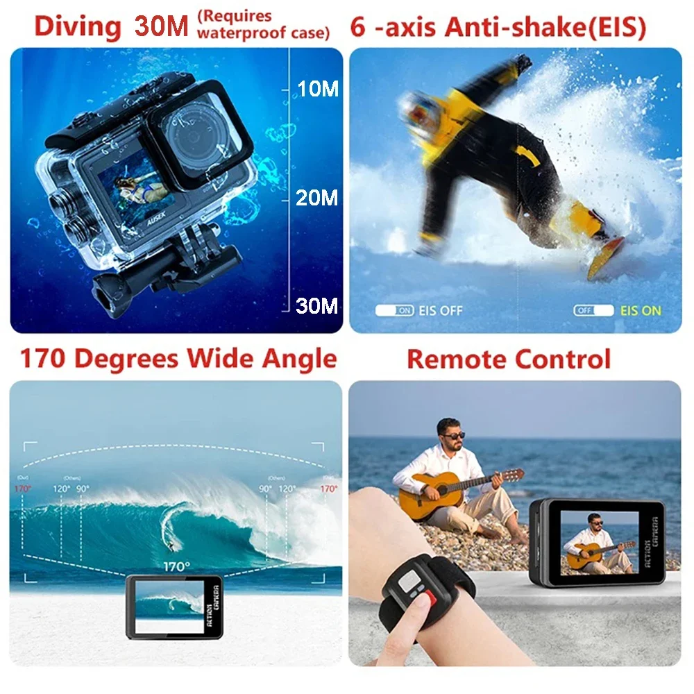 Action Camera con Filtro Rimov - Action Camera 4K 60Fps Dual Screen recensione e prezzo