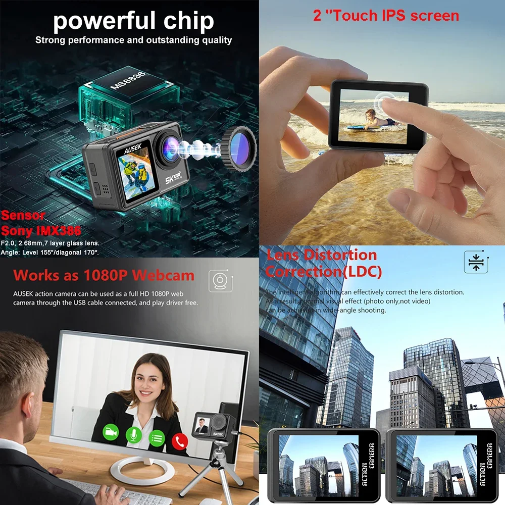 Action Camera con Filtro Rimov - Action Camera 4K 60Fps Dual Screen recensione e prezzo