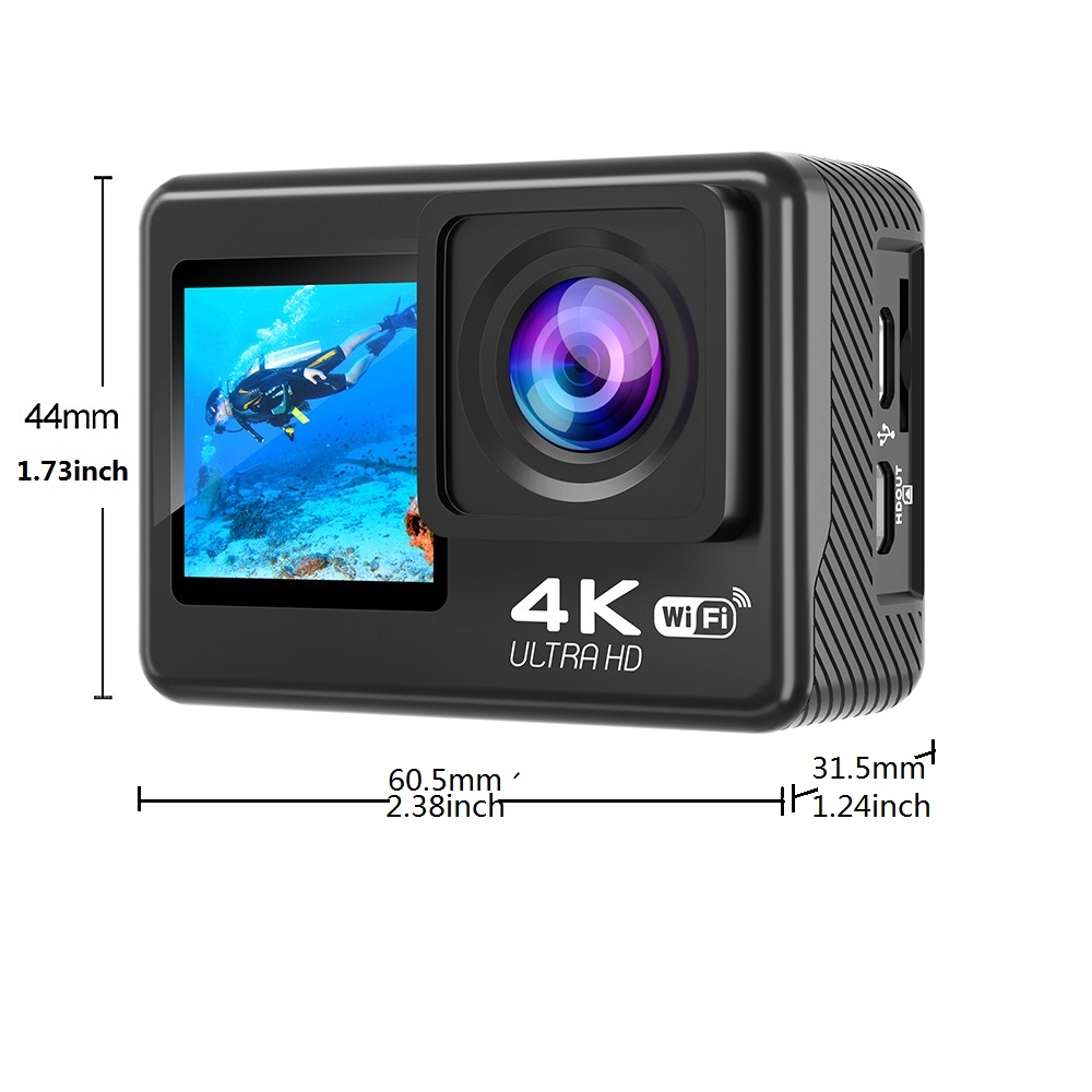 Action Camera 4K/30FPS con dop - Action Camera 4K 60Fps Dual Screen recensione e prezzo